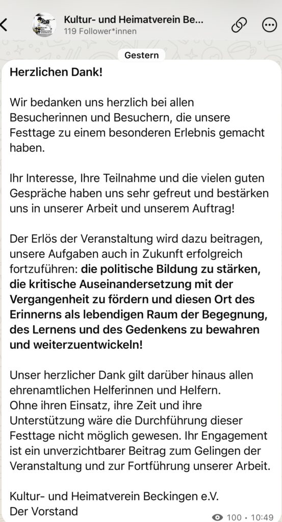 Rückmeldung via WhatsApp Kanal